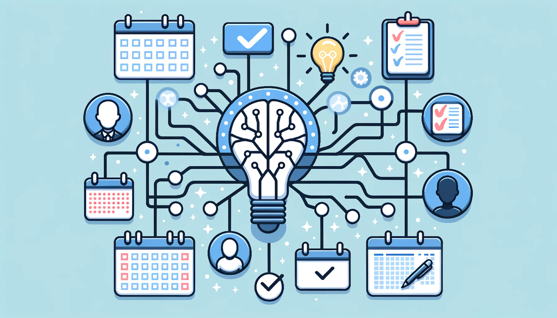 Vector Diagram AI in Project Management Neural networks