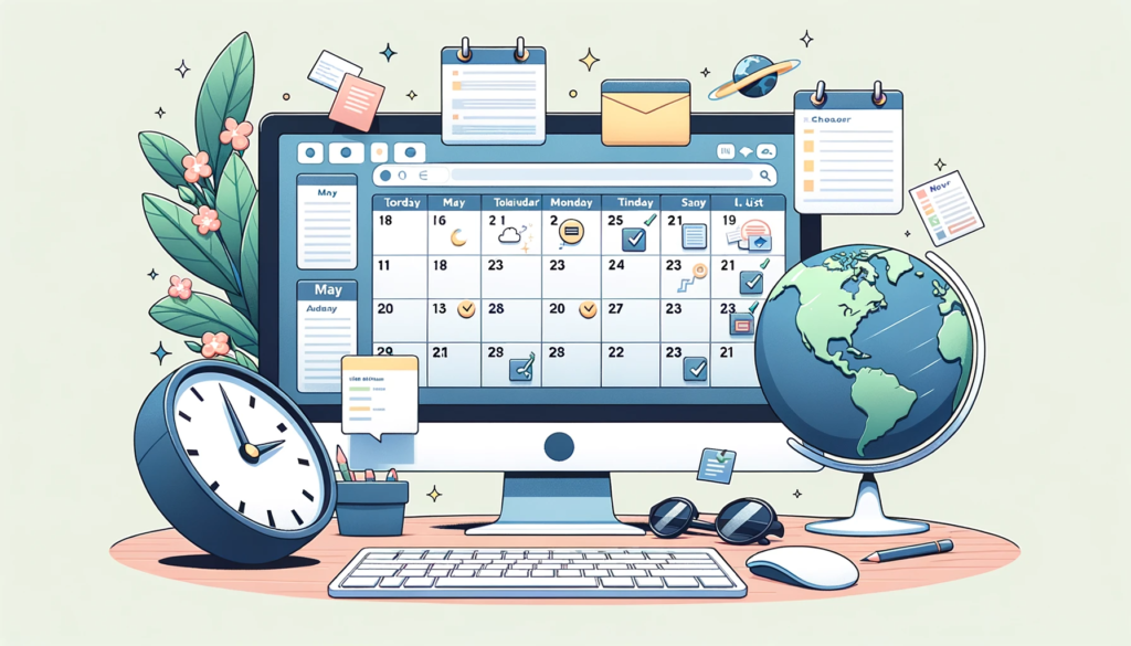 picture of a desk with calendar software