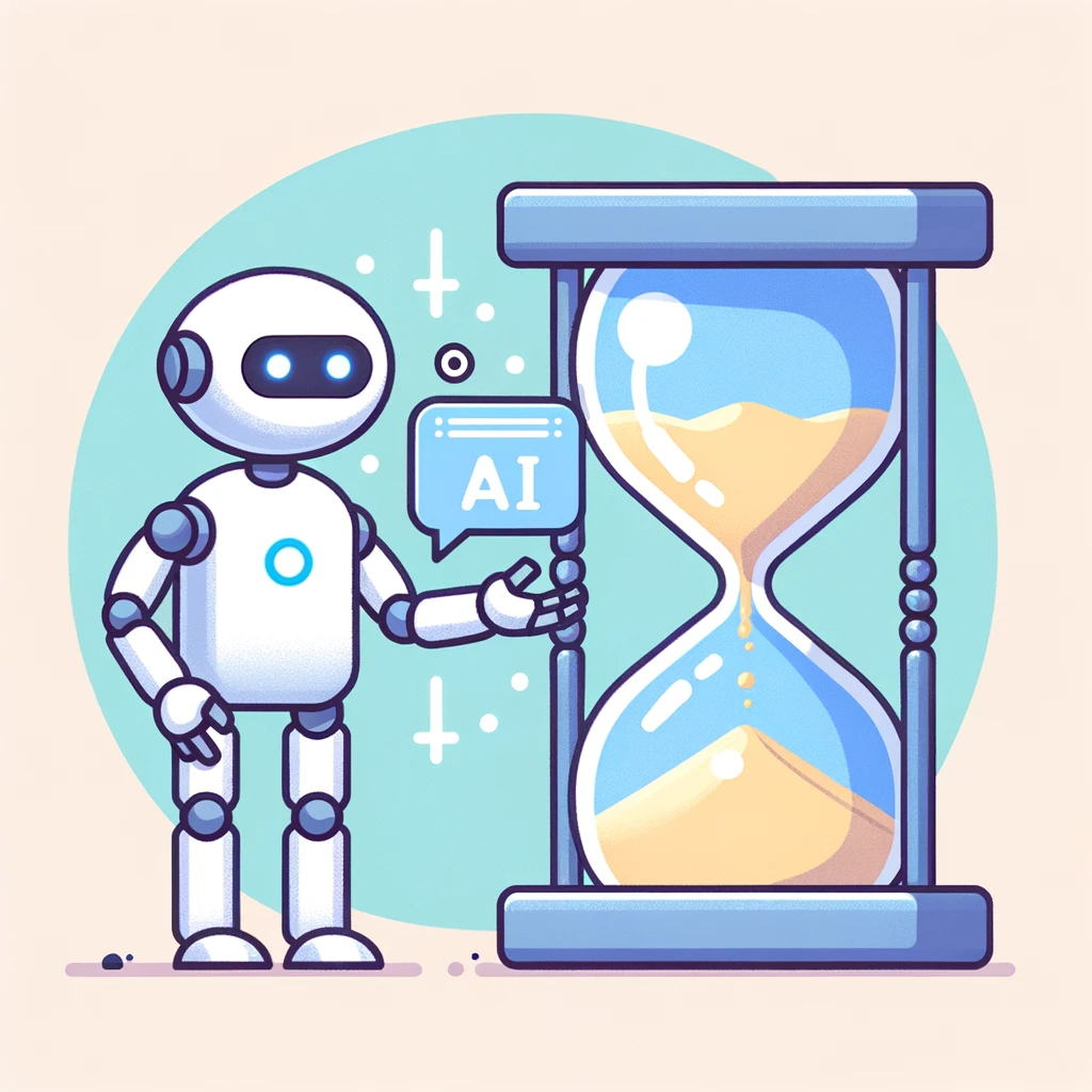 AI next to an hourglass showing time savings with AI tools