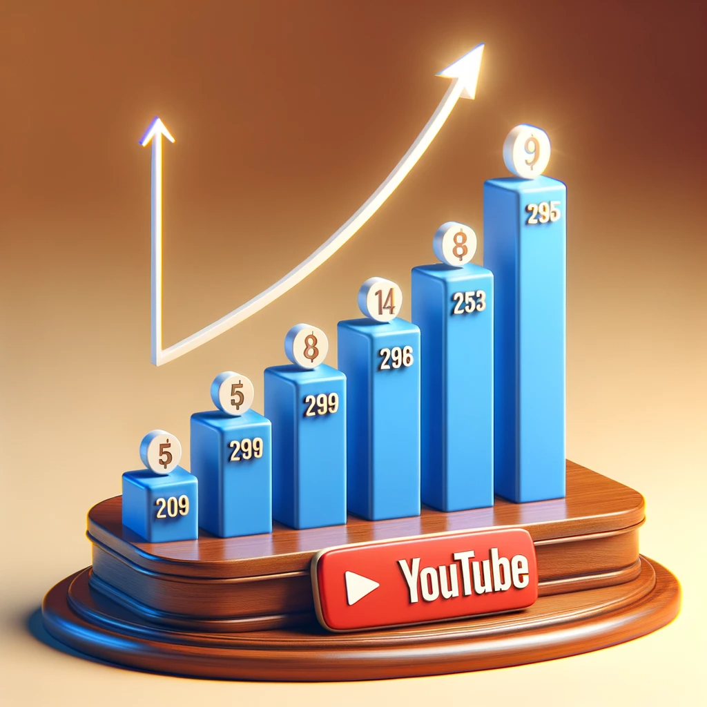 Photo-of-a-rising-bar-graph-showcasing-the-number-of-monthly-active-users-on-YouTube showing potential of using AI automation for youtube SEO